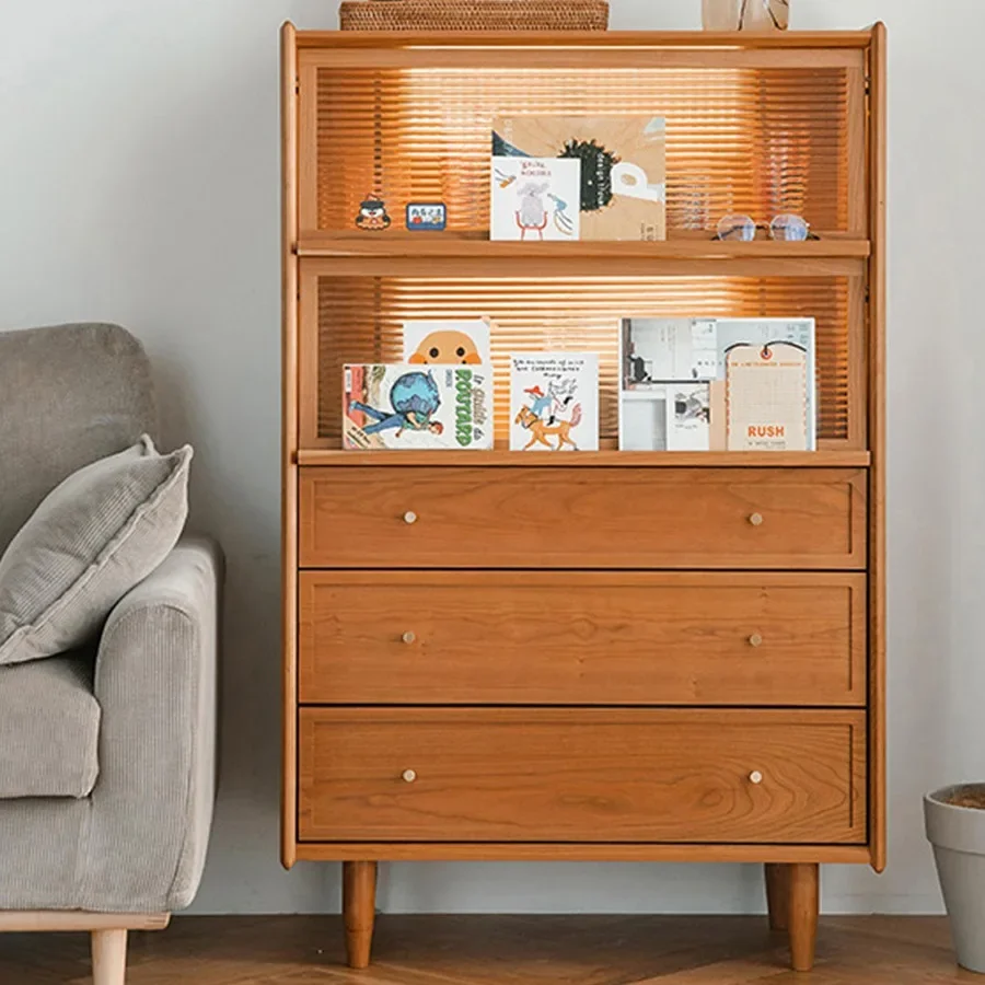 Museum side cabinet Nordic living room sofa side cabinet Locker cherry wood