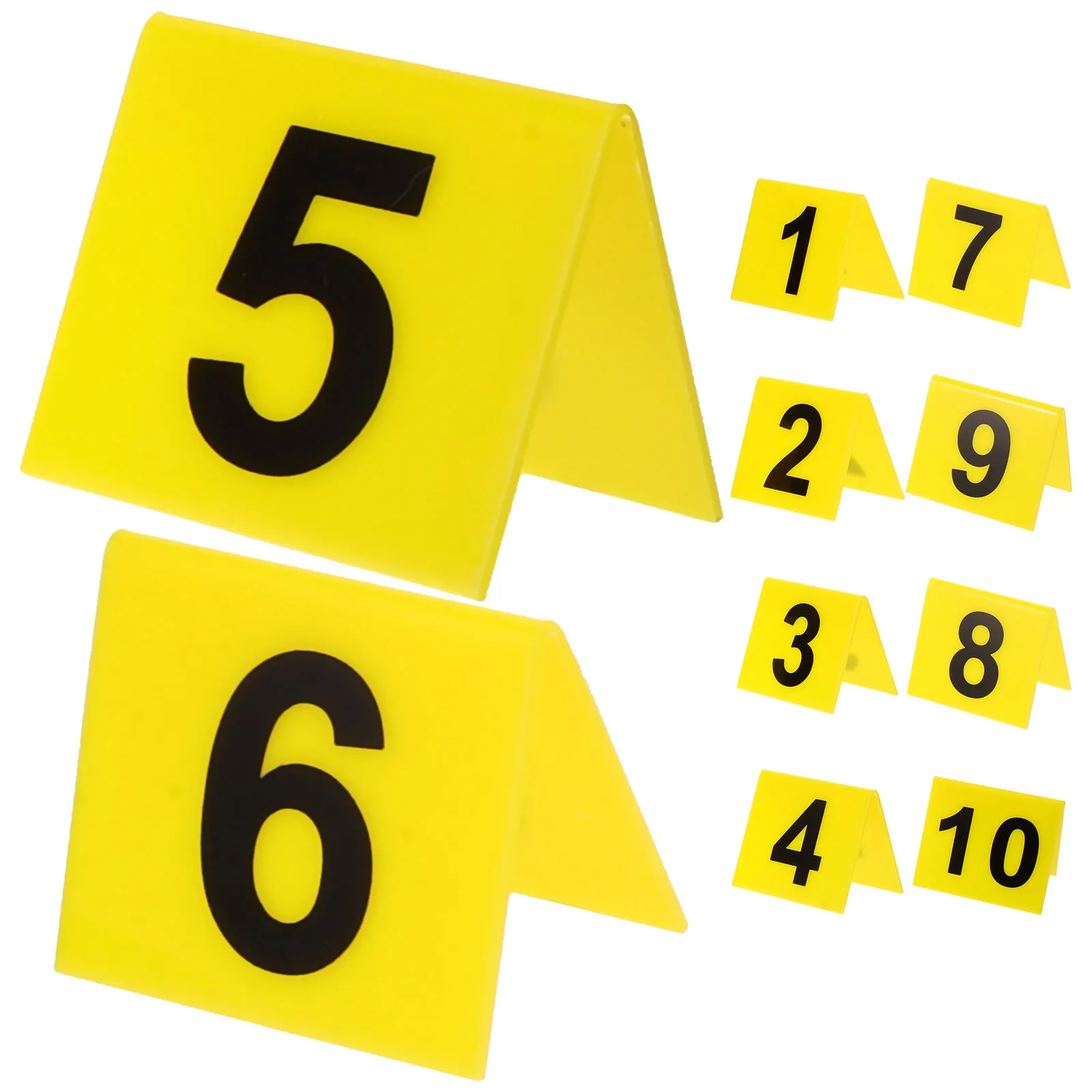 

10pcs Acrylic V-Shaped Number Plates Double Sided Restaurant Table Numbers Evidence Markers Reusable Game Supplies Floor