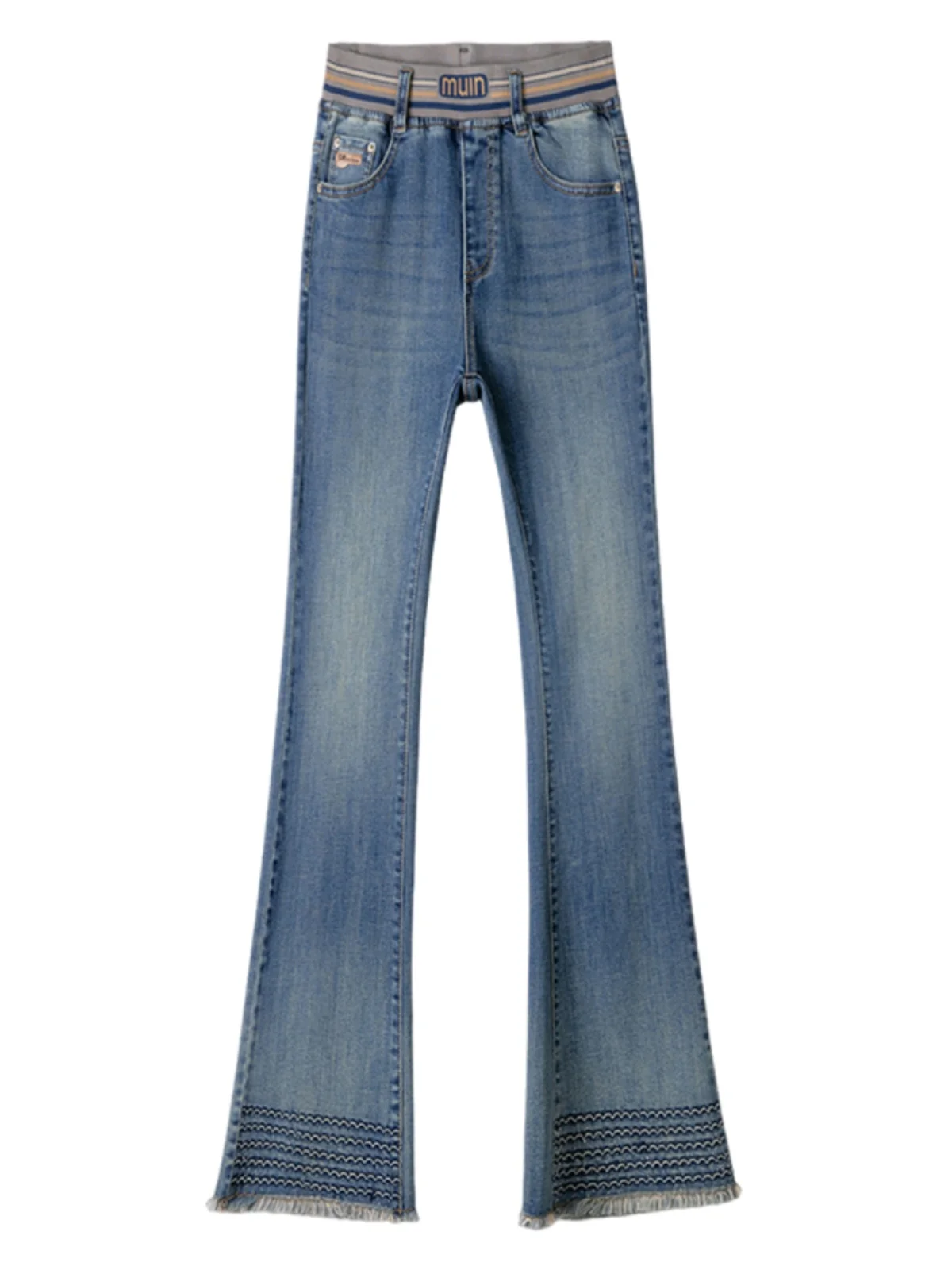 Elastische Bell-Bot-Jeans für Damen, hohe Taille, schlankmachend, Frühling und Herbst, neue Faion, vielseitige Bell-Bot-Hose für Damen