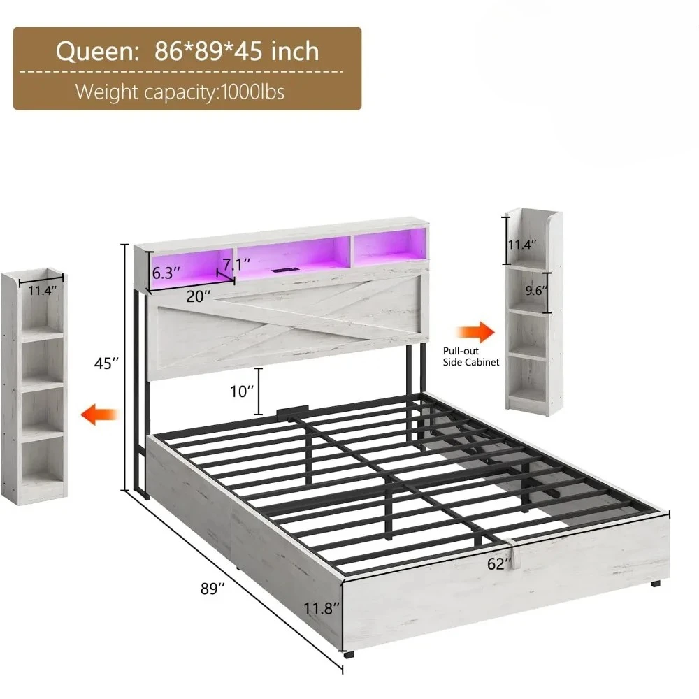 Storage Bed Frame, 45.1