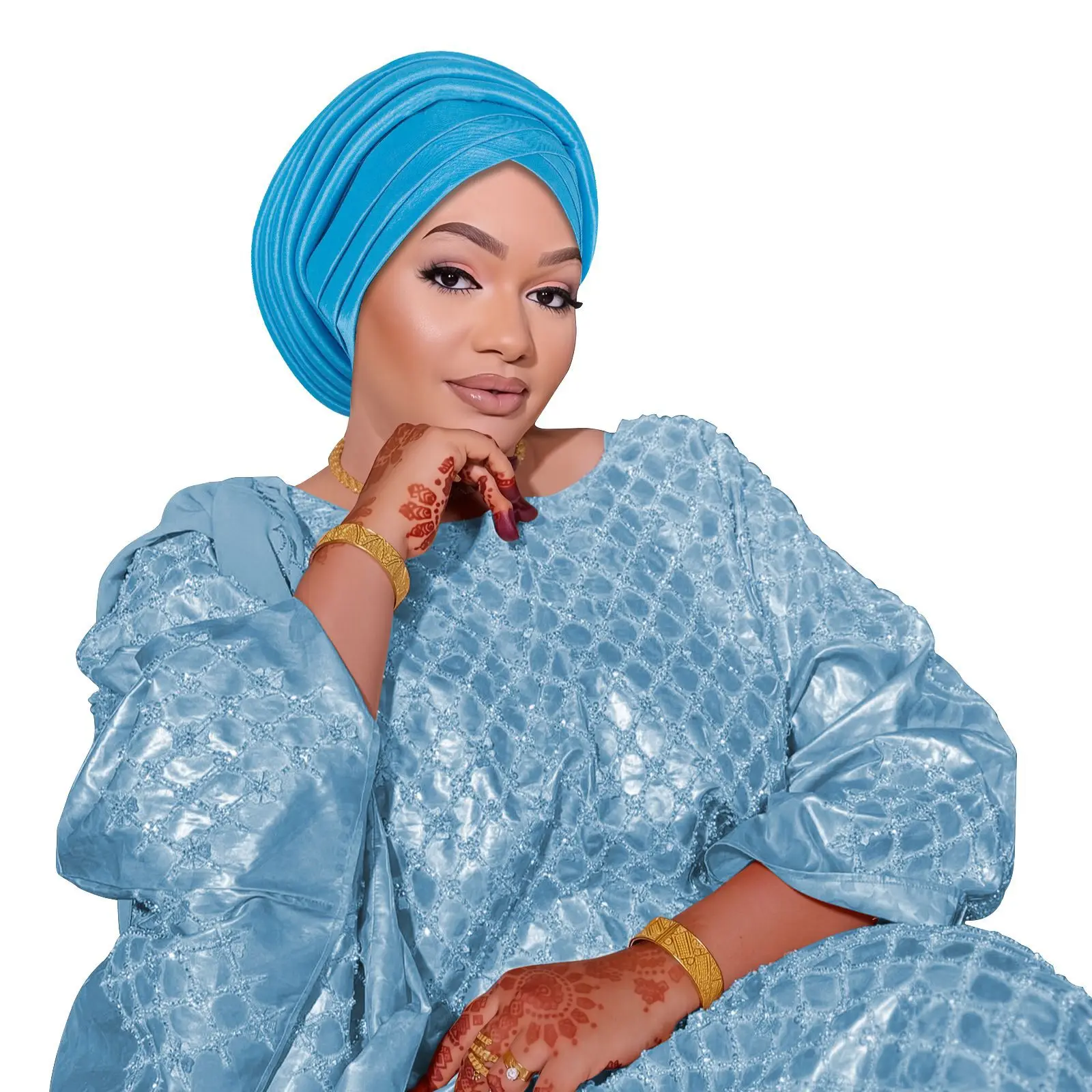 

Fashion Wedding Geles African Headtie Auto Gele Turbans for Women Fabric Muslim Headwear Headpiece Female Head Wraps 2025
