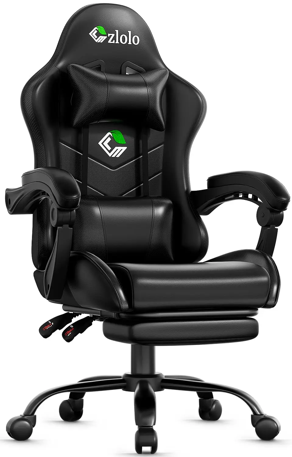 

Gaming Chair with Footrest Racing Style Lumbar Support Massager Video Game Chair with Metal Legs, High Back Gamer