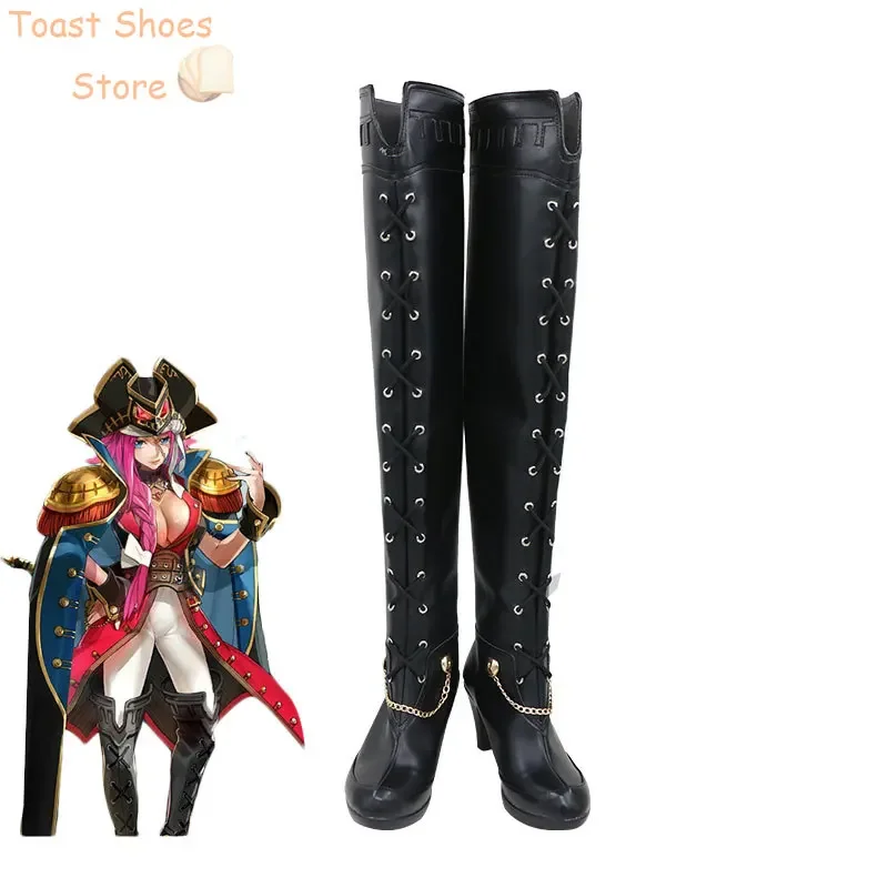 

Francis Drake Cosplay Shoes Game FGO Captain Cosplay Prop Black PU Leather Shoes Halloween Carnival Boots Costume Prop