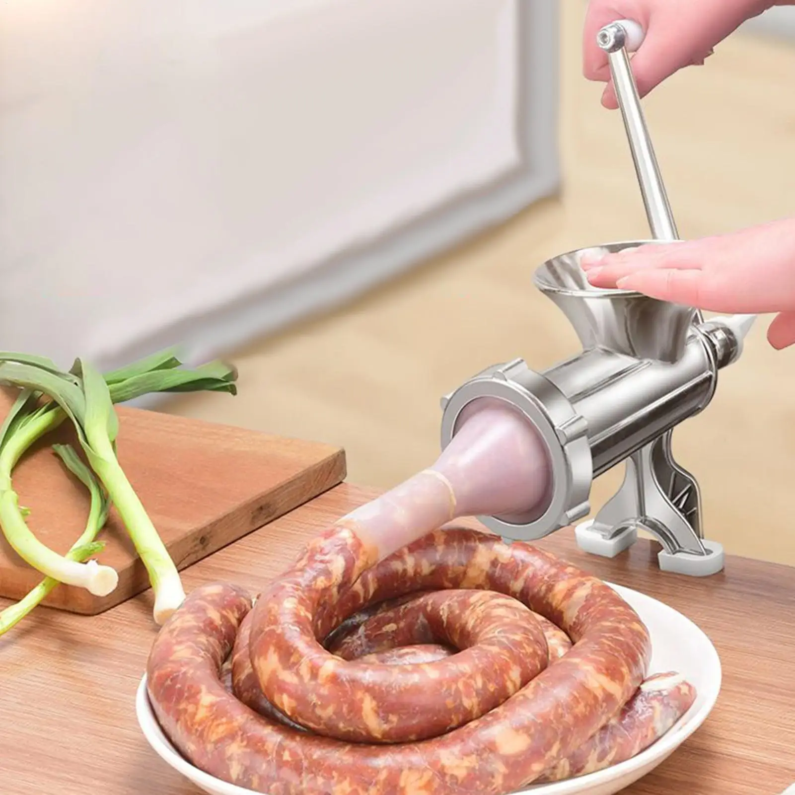 Hand Meat Grinder Heavy Duty Food Mill Meat Mincer Sausage Maker With 3 Sausage Tubes For Home Dormitory Kitchen Restaurant