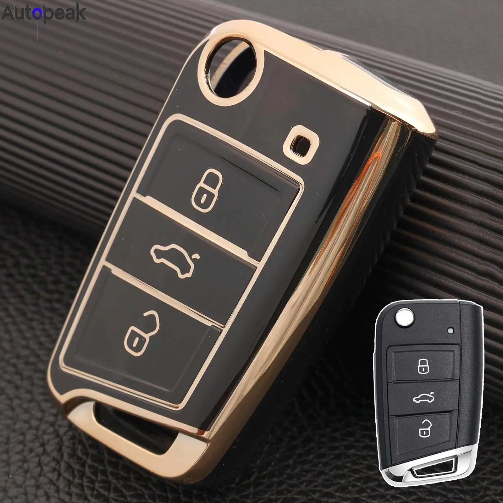3 Button TPU Flip Remote Car Key Ring Fob Case Cover For VW Golf 7 Mk 7 Skoda Octavia Seat Leon Ateca 2020 2019 2018 2017 2016