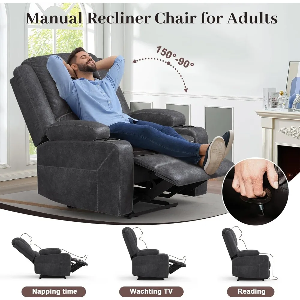 كراسي استرخاء للبالغين، كرسي استلقاء يدوي كبير الحجم مع وسائد من طبقتين، كرسي استرخاء مخملي هولندي مع مخزن مخفي