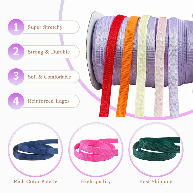 

8mm Elastic Band for Sewing 10/20/30/40/50M High Rubber Bands Hairband Bungee Cord Bra Strap Loom Stretch Ribbon ApparelSupplies