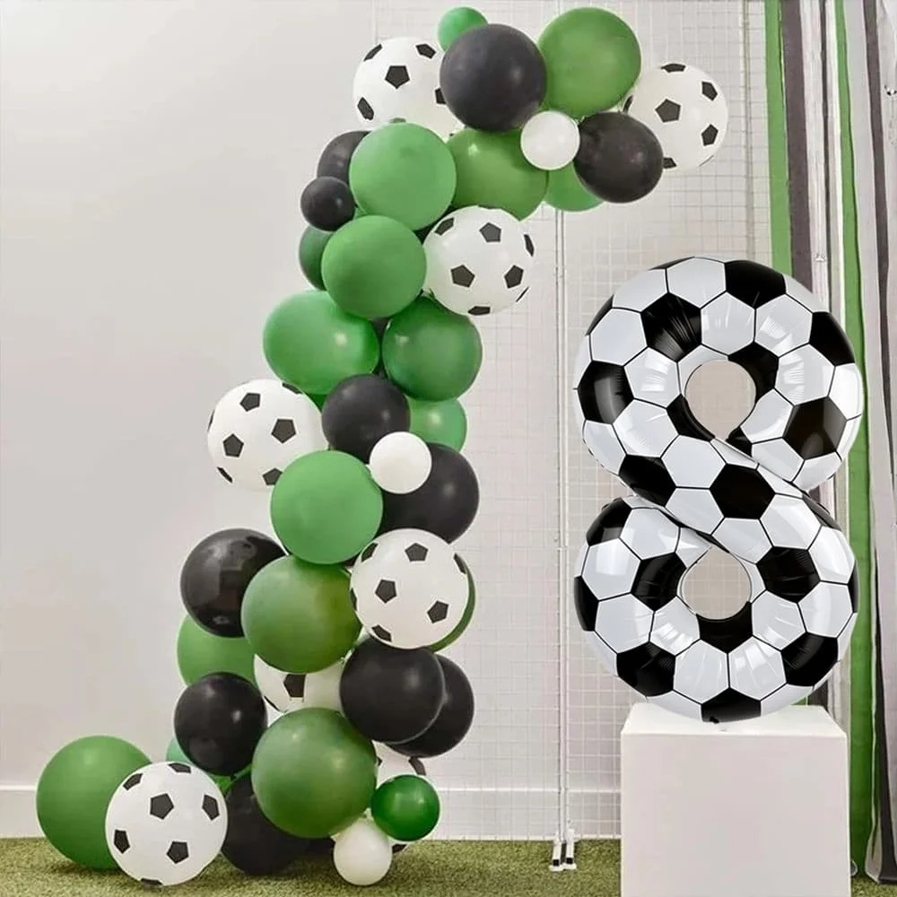 Schwarz-weißer Fußball-Digitalballon 0-9, 40 Zoll großer Digitalballon, Sportthemen-Geschenk, Dekoration für Geburtstagsfeiern und Jubiläen – Detail 3