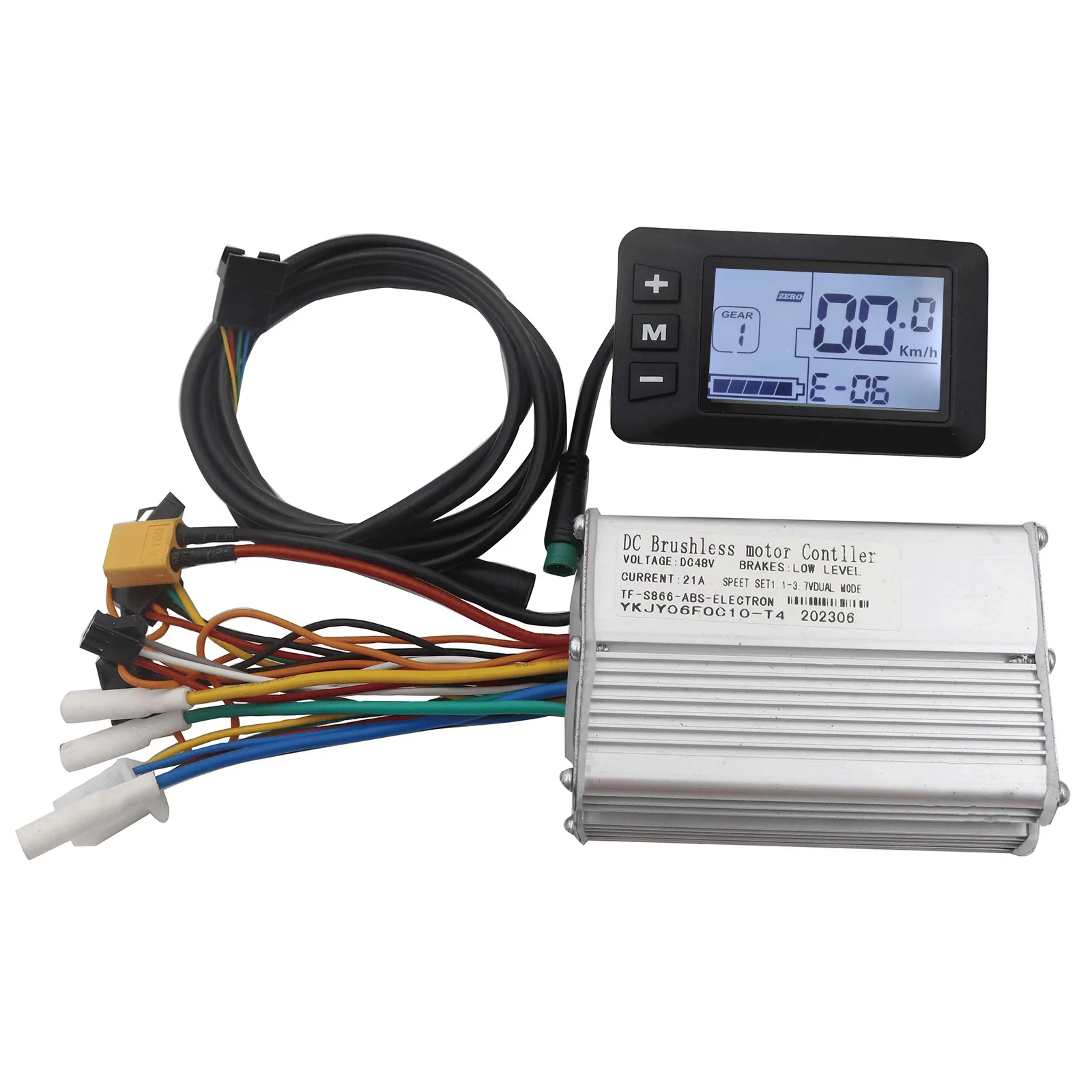 Electric Scooter Brushless Motor Controller 48V 21A+S866 LCD Display Dashboard Kit E-Scooter Accessories Black+White