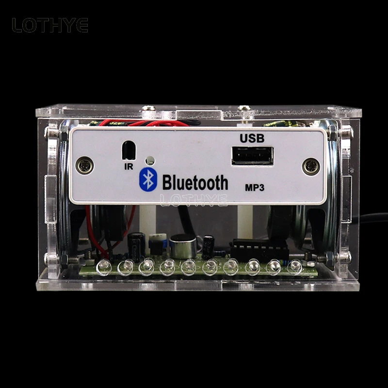 Mini Amplifier Audio Bluetooth 3W*2 Speaker Making Kit DIY Electronic Kit Two Channel LED Voice Activated Spectrum With Remote view 3