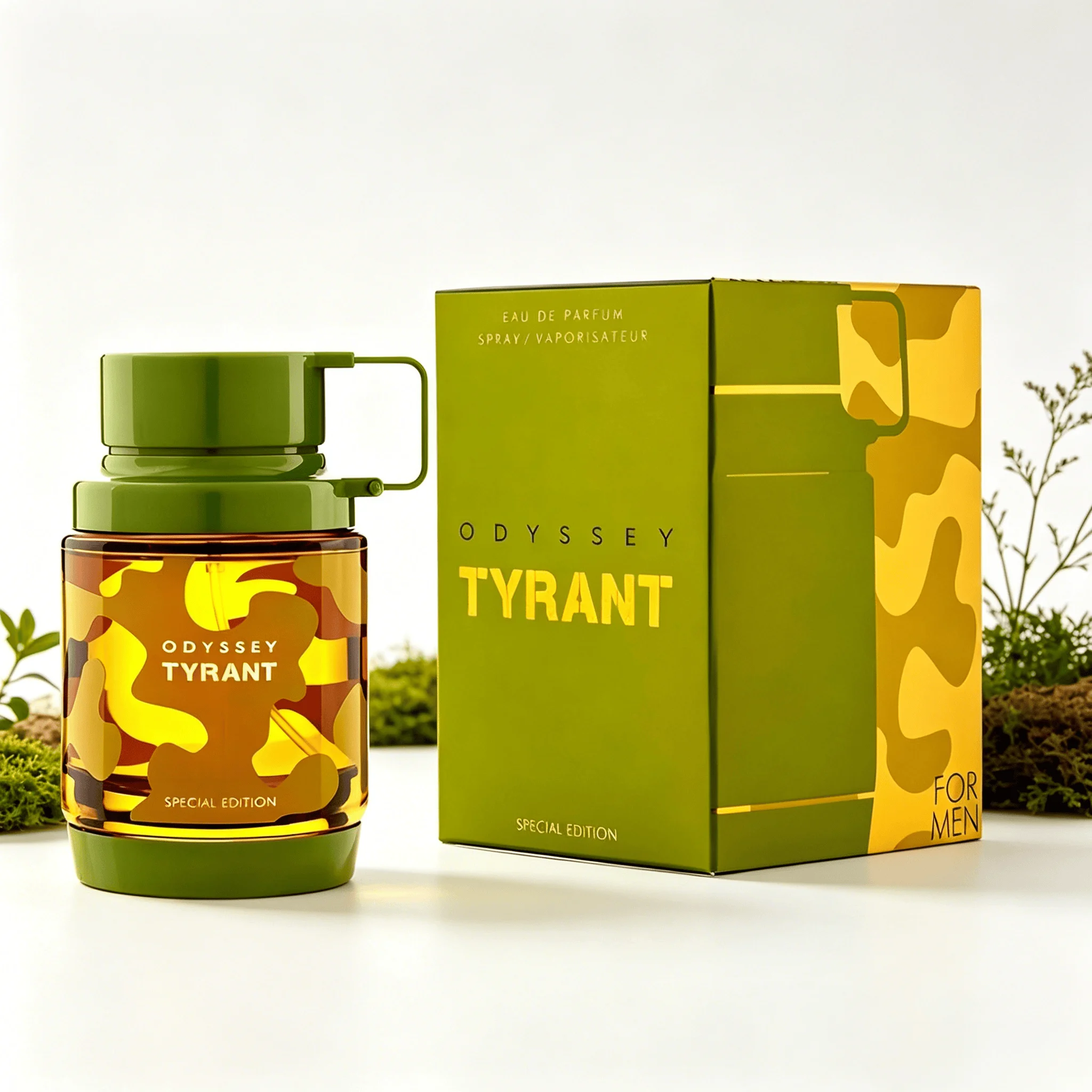 ARMAF Odyssey Tyrant Special Edition Men Eau de Parfum Perfume Fresh Citrus Spicy Woody Masculine Fragrance Long Lasting Yellow Camo Cylinder Bottle Outdoor Military Style Arabian Luxury Perfume Gift for Men Guys view 5