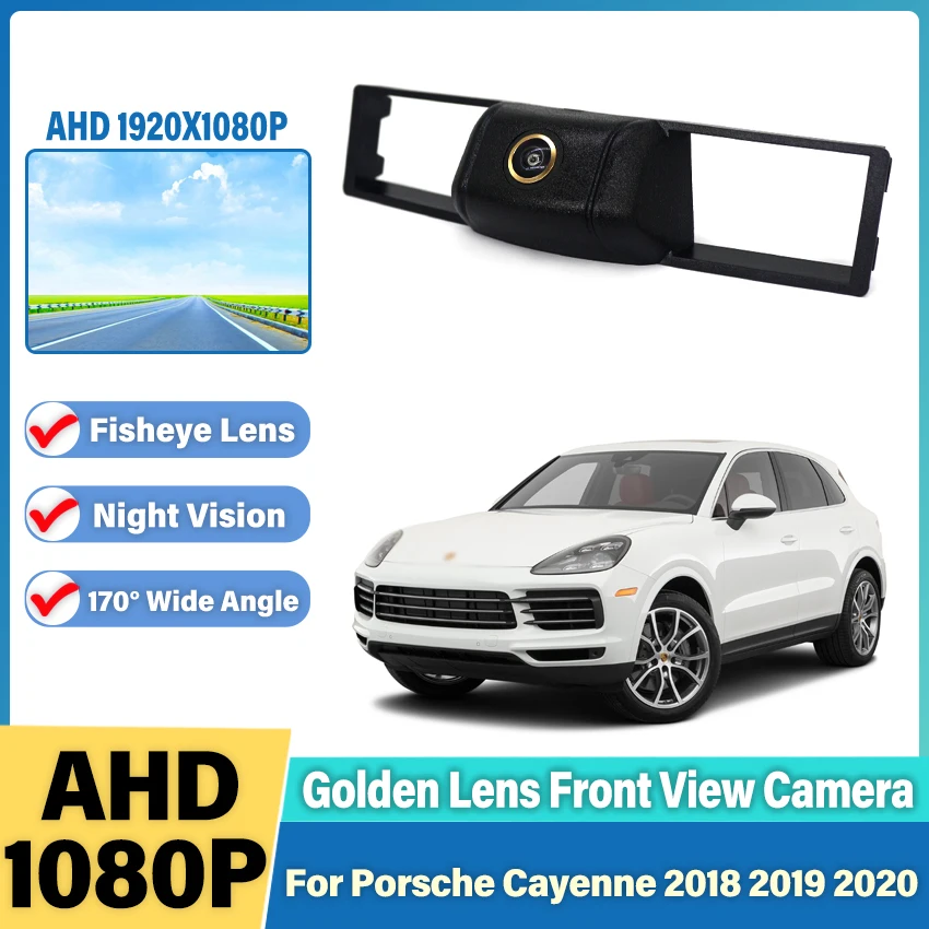 

AHD 1080P Golden Fisheye Lens CCD Car Front View Parking Positive Logo Camera Night Vision For Porsche Cayenne 2018 2019 2020