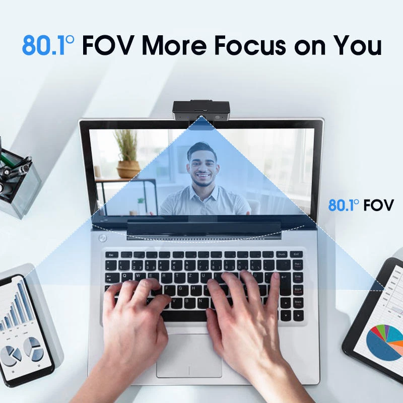 4K USB Webcam Auto Focus Camera 90/60/30FPS Video Conference Dual Microphone AI Noise Reduction Privacy Cover For Laptop