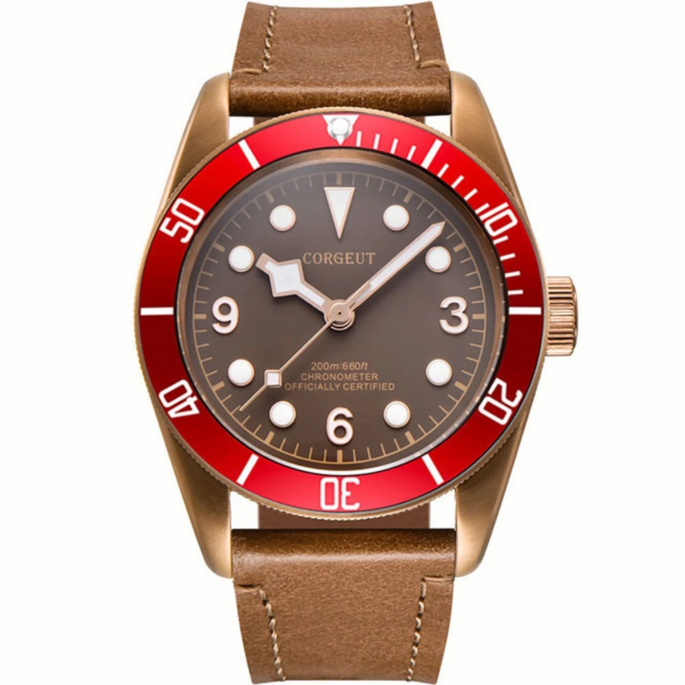 

Luxury NH35A Automatic Corgeut Watch Men PVD Coffee Case 10Bars waterproof Luminous Mens Wrist Watch Sapphire Glass reloj