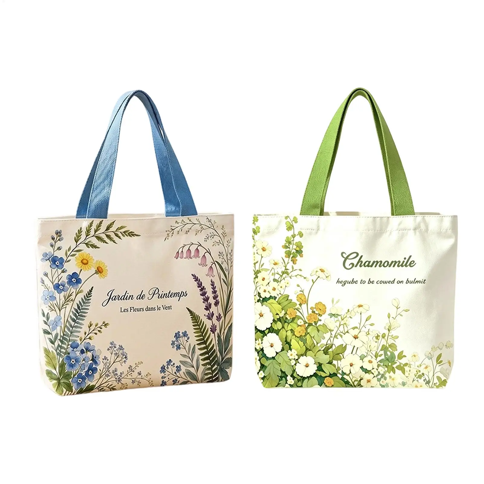 Canvas Tote Bag Floral Print Handbag Large Capacity Laptop Storage Shoulder Bag for Commuting Shopping Beach Birthday Gift