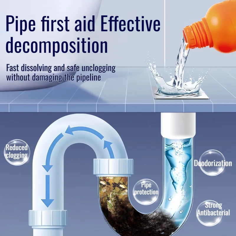 Sewer Pipe Unclogging Agent Specialized Toilet Clogging Dissolving Grease Cleaning Deodorizing Kitchen Toilet Pipe Unclogger