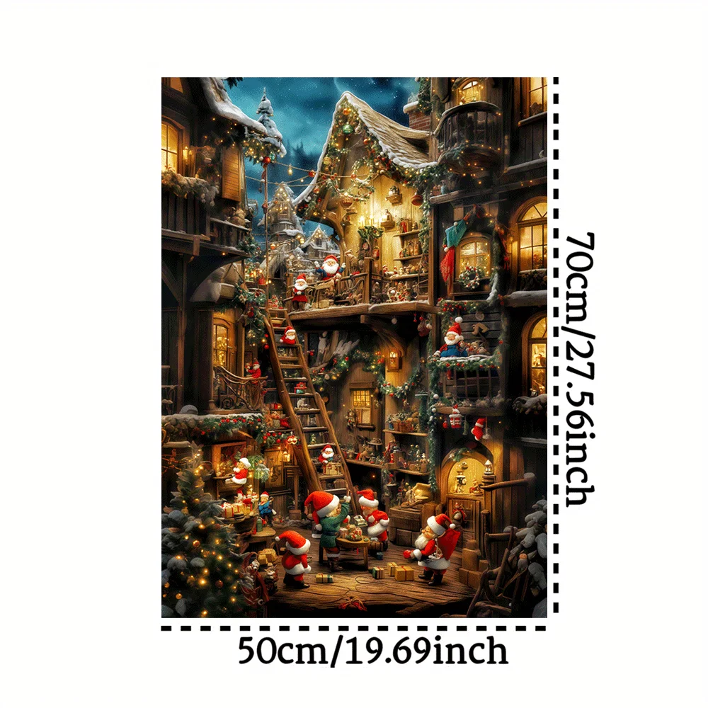1000pcs Christmas Village Jigsaw Puzzle - Winter Wonderland Scene with Santa, Snowy Rooftops, Cozy Houses, Lanterns, Presents