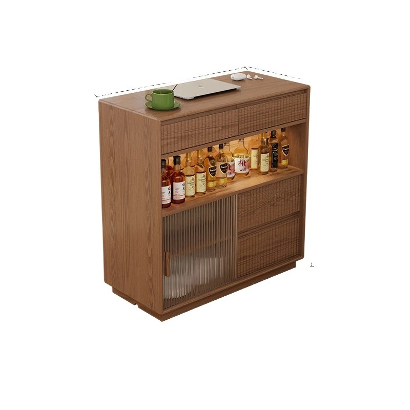 

New solid wood bar table, home balcony leisure, retractable small apartment, partition narrow island table