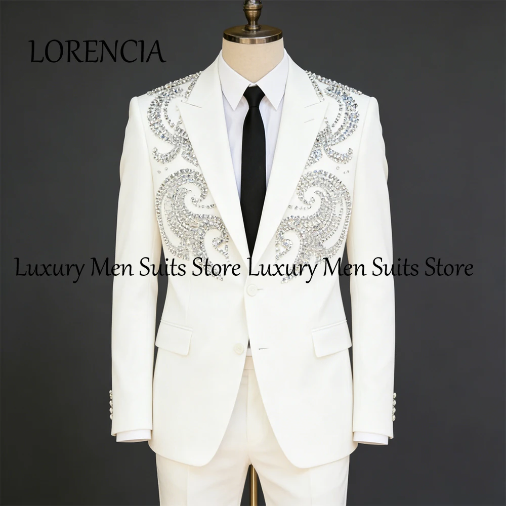 

Elegant Diamond Suits for Men 2 Pieces Single Breasted Wedding Party Tuxedo Set 2025 Customized Blazer Pants robe mariage femme