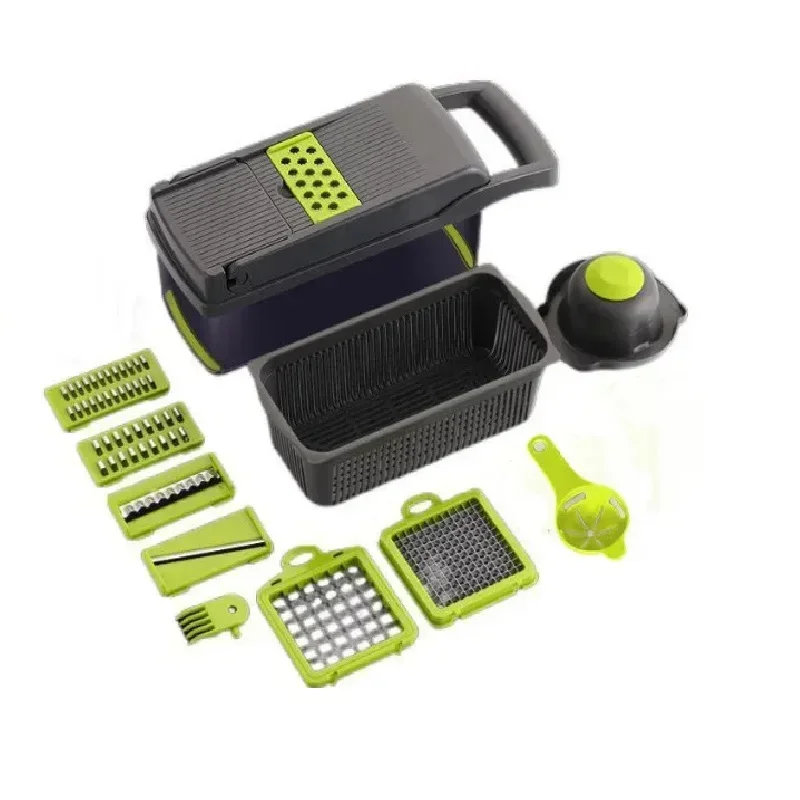 14-in-1 Manual Food Chopper & Vegetable Cutter - Multifunctional Kitchen Tool for Slicing, Grating, Shredding