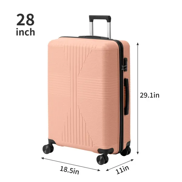 

Pink 28-Inch Lightweight Trolley Suitcase Durable PP Material Single Wheel Travel Luggage