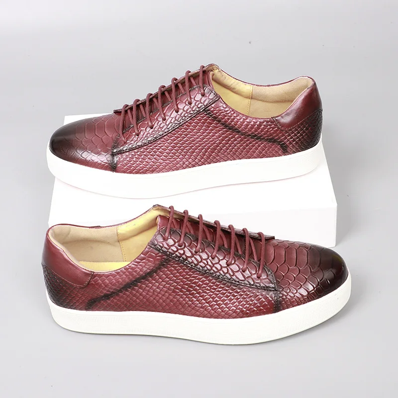 New Arrival 2024 Autumn Men Casual Sneakers Genuine Leather Crocodile Pattern Outdoor Walking Flat Shoes for Men