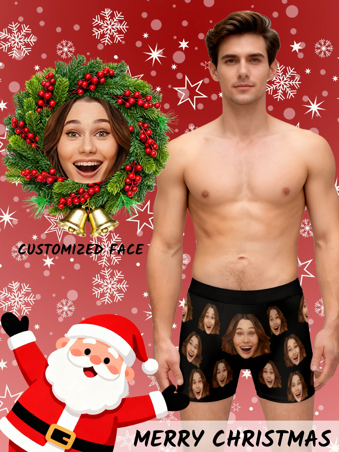 Personalized Face Photo Underwear Custom Boxer Briefs Custom Men Valentine's Day Gift For Husband Anniversary Gift for Dad