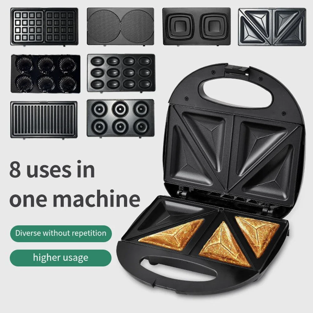 Houselin 8 in 1 Electric Sandwich Maker, Panini Press Grill and Waffle Iron Set with Removable Non-Stick Plates