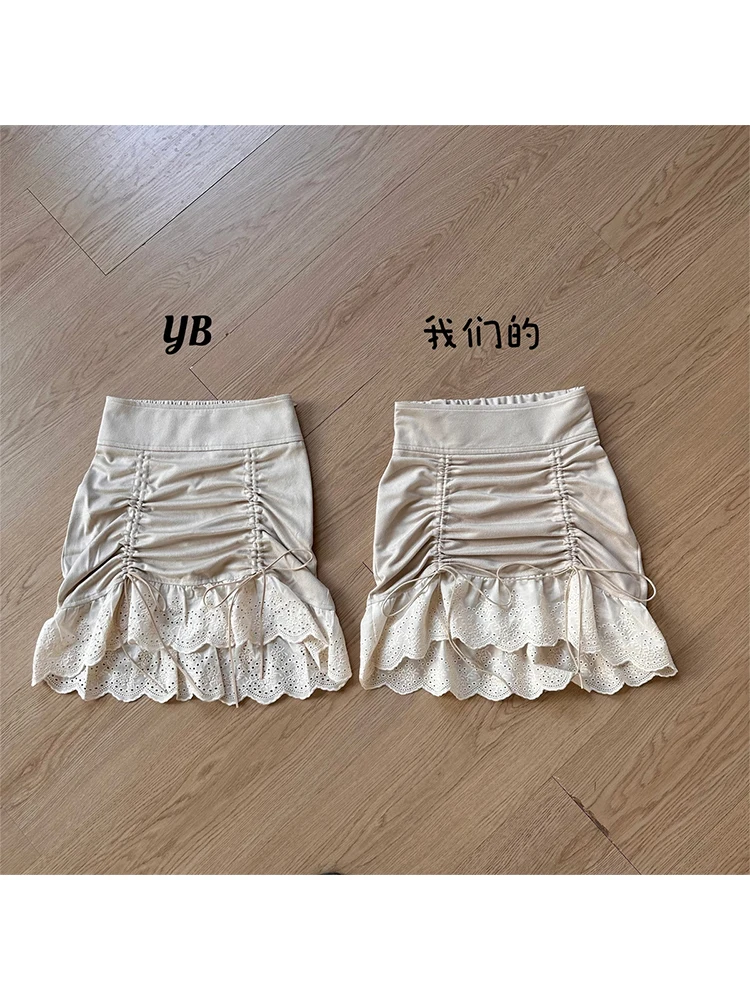 Women Old Money Ballet Core Vintage Party Mini Patchwork Skirt 2000s Aesthetic High Waist Shoujo Design Mori Girl Fairycore New