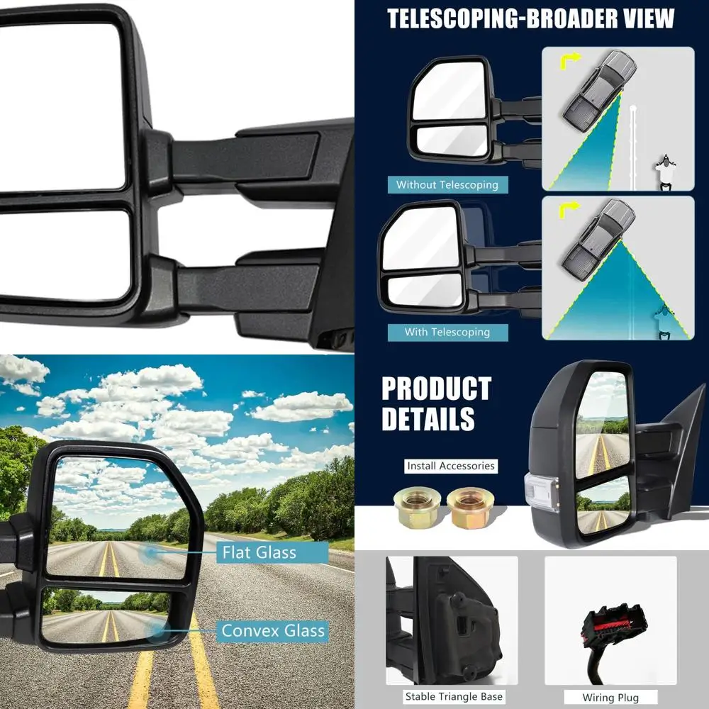 

New towing mirror Black Housing fit for 2015 2016 2017 2018 2019 2020 Ford F150 Pickup Truck Left Driver Side Towing Mirrors w/P