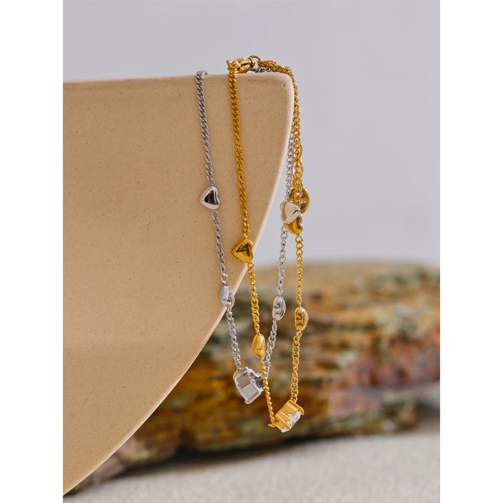 Zirconia Heart Love Chain Bracelet Bangle