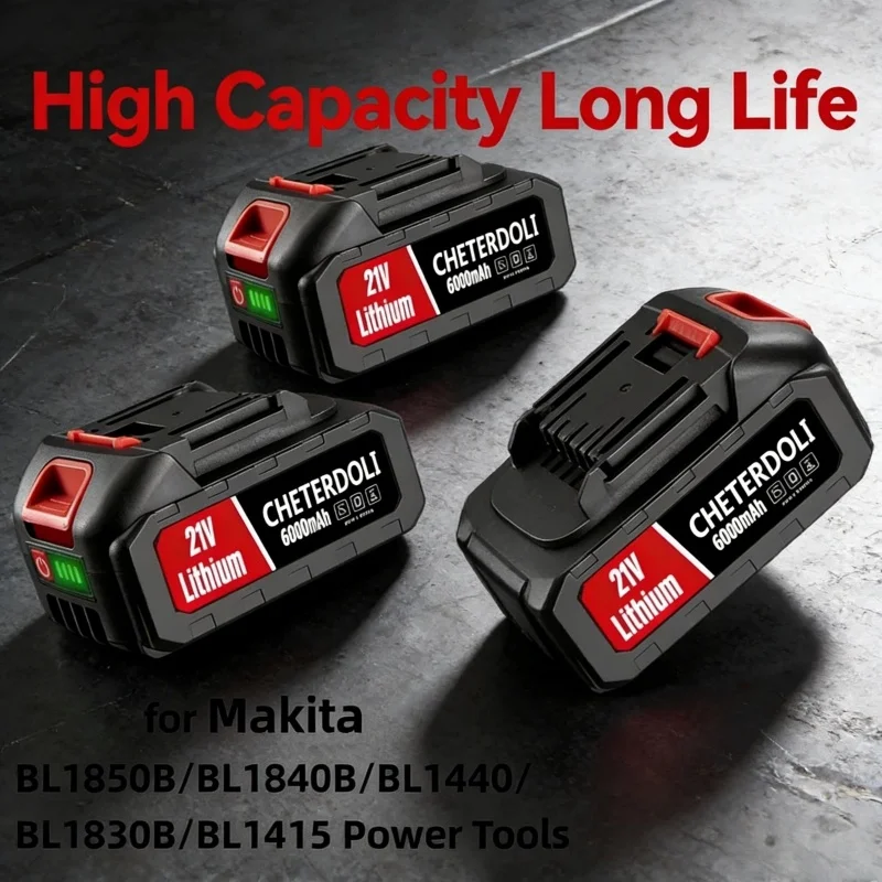 High-Capacity 18V/21V Lithium Battery 3000-9000mAh – Rechargeable Replacement for Makita BL1850B/BL1840B/BL1440/BL1830B/BL1415