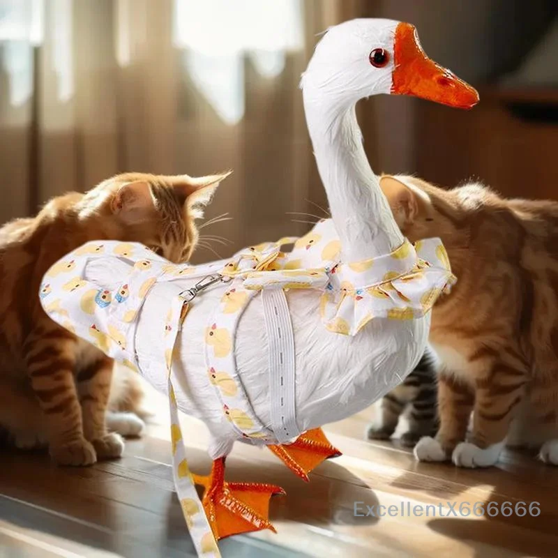 Pañales ajustables con dibujos animados para mascotas, ganso, pollo, pato, correa para el pecho de tracción Kawaii, cuerda, correa para el pecho de ganso, suministros para mascotas al aire libre