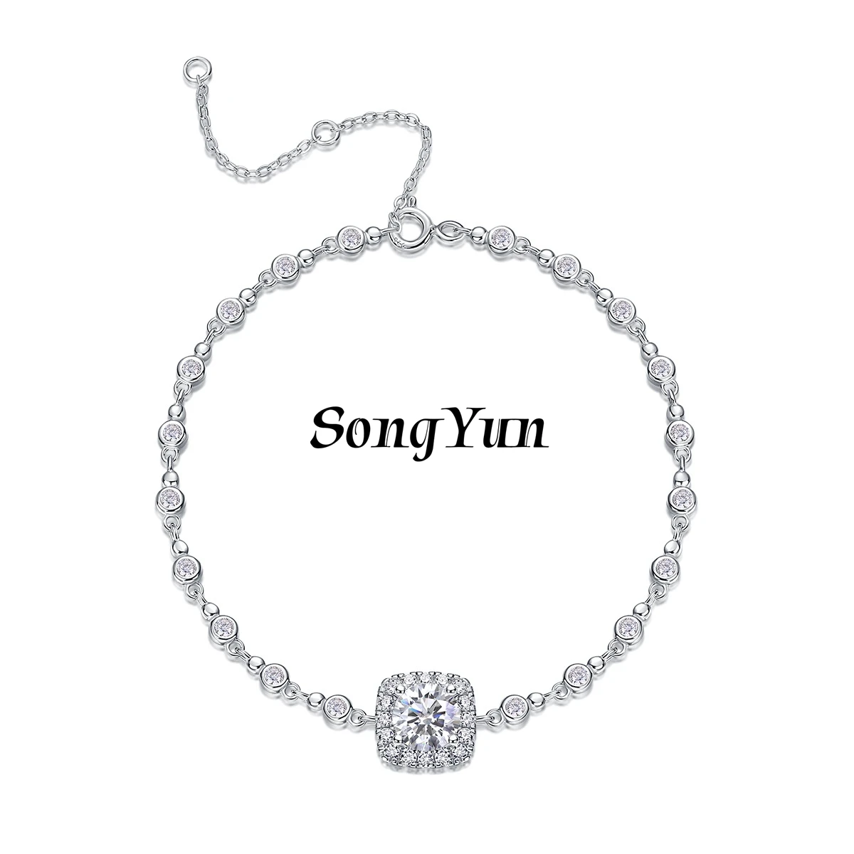 

SONGYUN Brand Jewelry 925 Sterling Silver Bracelet Moissanite Diamond Tennis Office for Her 18K Gold Plated SYT Patent Bangle