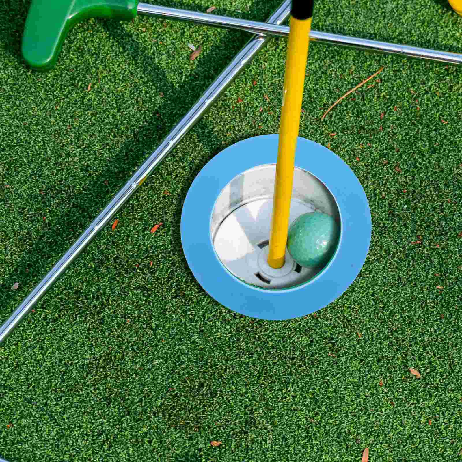 Alat cangkir Golf portabel, cincin putt hijau lubang, alat latihan dalam ruangan silika Gel