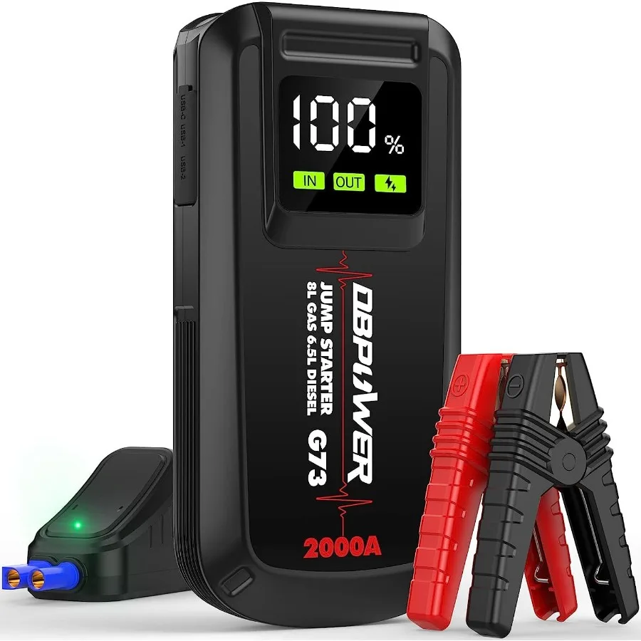 

DBPOWER Jump Starter 2000A Peak Портативный автомобильный стартер для газов до 8,0 л и дизельных двигателей 6,5 л, 12 В, литиевая батарея Booste