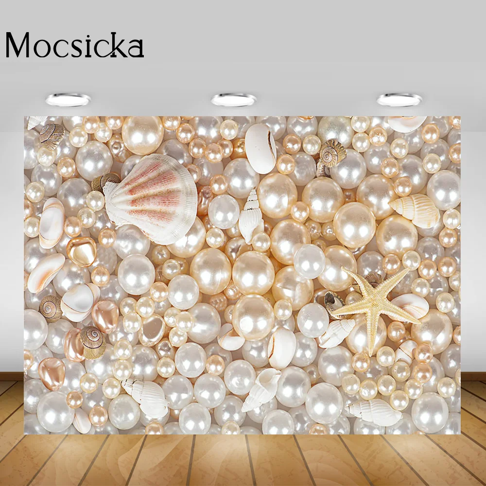 Pearl Shell Baby Cake Smash Backdrop Under the Sea Little Mermaid Birthday Party Background Portrait Photography Studio Props