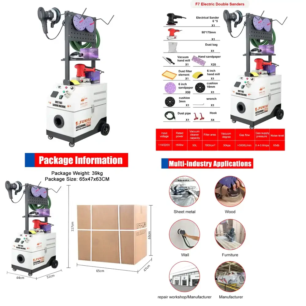 F7 Automotive Car Repair Sanding Dust Collector for Dry Double Sander Detailing Equipment with Large Vacuum Suction