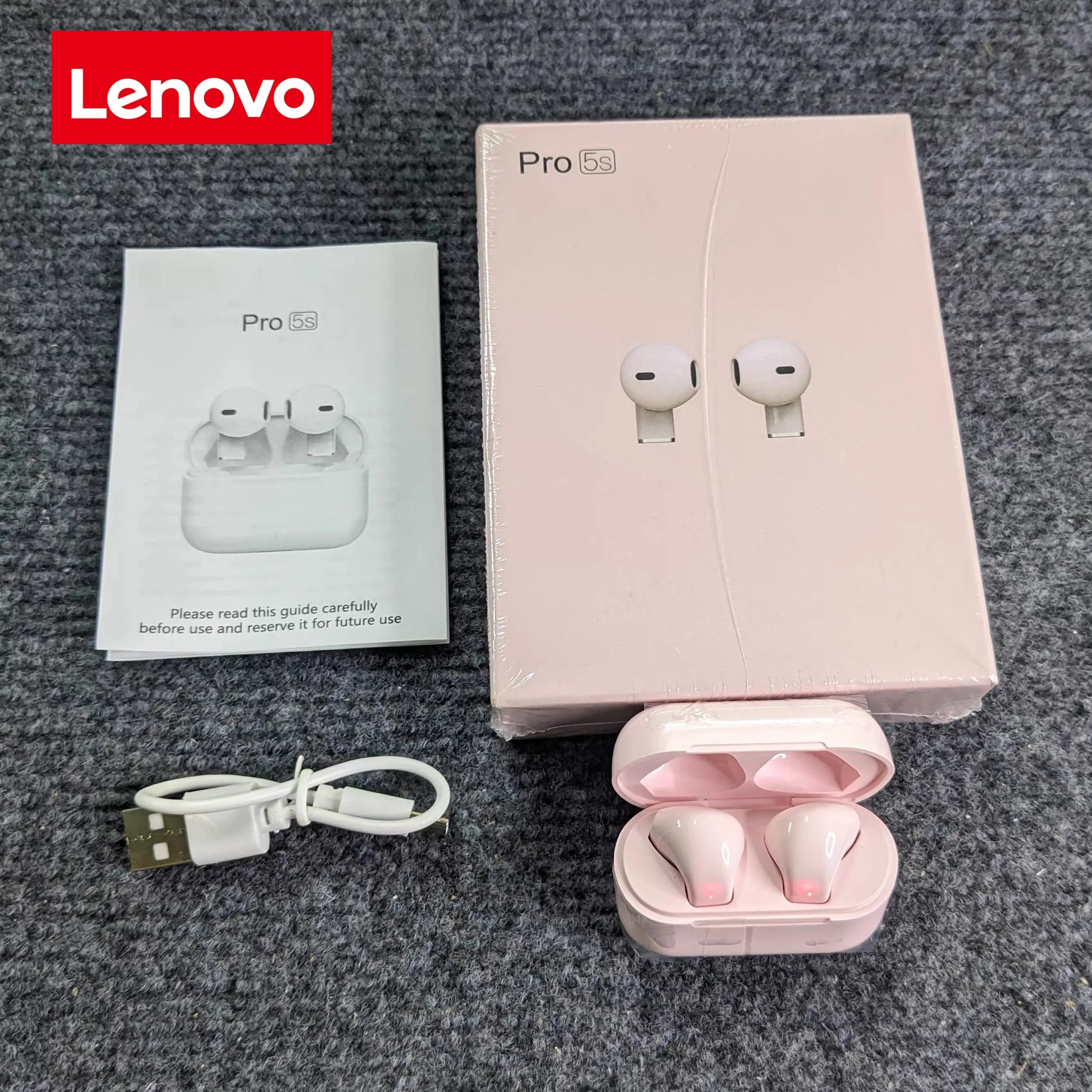 Lenovo Auriculares inalámbricos Bluetooth Batería de larga duración con cancelación de ruido Diseño semiintrauditivo Deportes y música