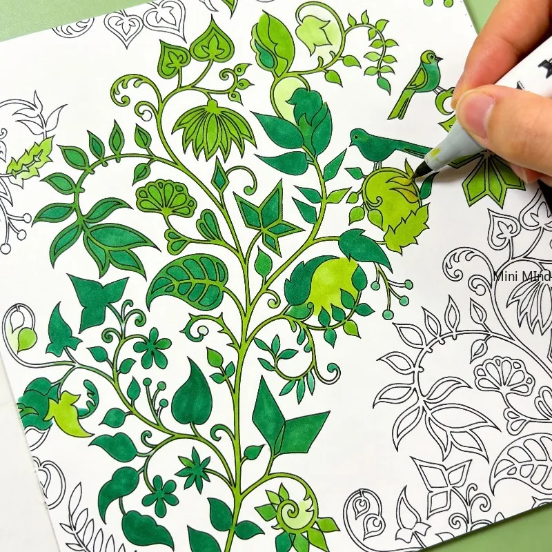 A Healing Forest Natural Style Painted Copy Book, Animal/forest Theme, Mandala Line Drawing, Emotional Relaxation Graffiti Book