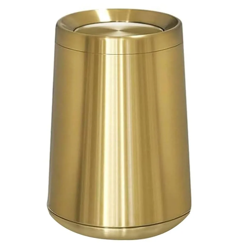 10 L/3 Gallen,Swing Top Gold Trash Can,Brushed Stainless Steel Garbage Can with Flipping Lid,for Bathroom,Living Room,Bedroom,Ho