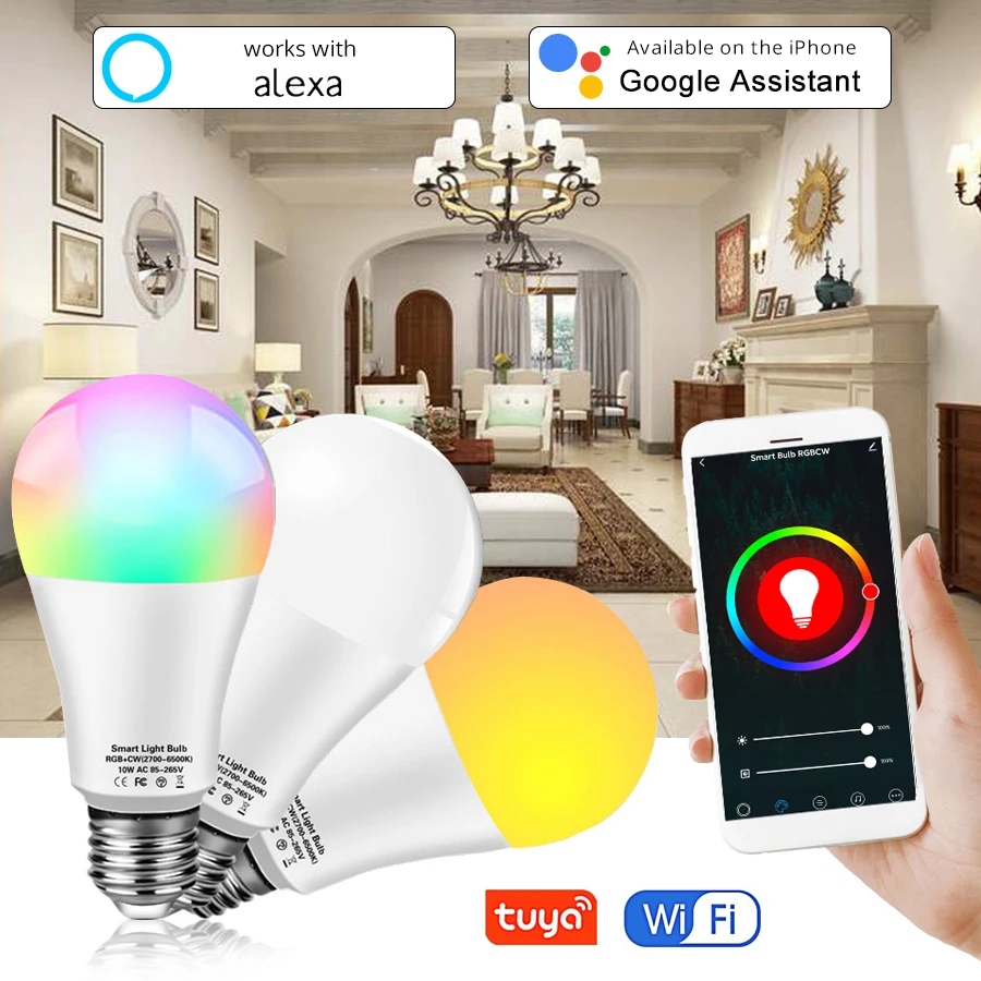 lampadas-led-inteligentes-tuya-wifi-85-265v-12w-15w-18w-e27-controle-por-app-compativel-com-alexa-google-home-e-alice-decoracao-de-ambiente