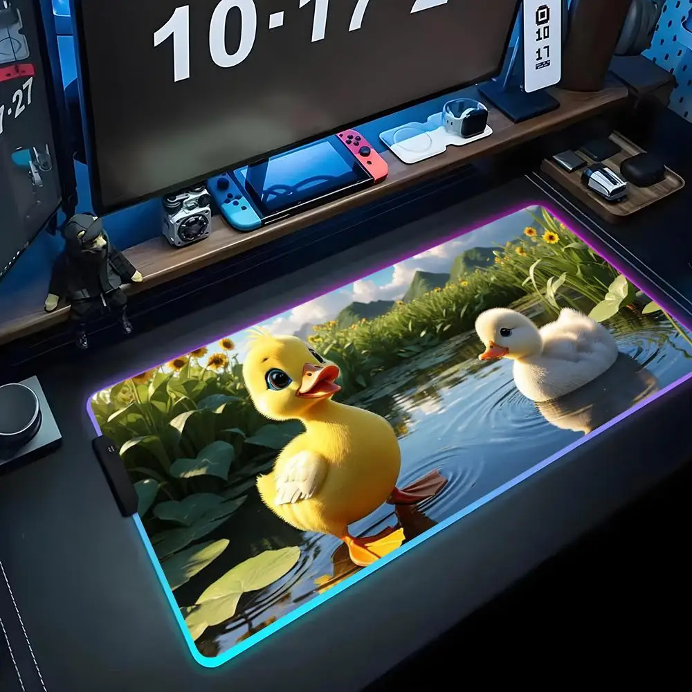

Коврик для мыши с рисунком утки RGB Gaming Mousepad Большой светодиодный коврик для ПК Настольный коврик Светящийся коврик для мыши Большие коврики для клавиатуры Настольный коврик с подсветкой