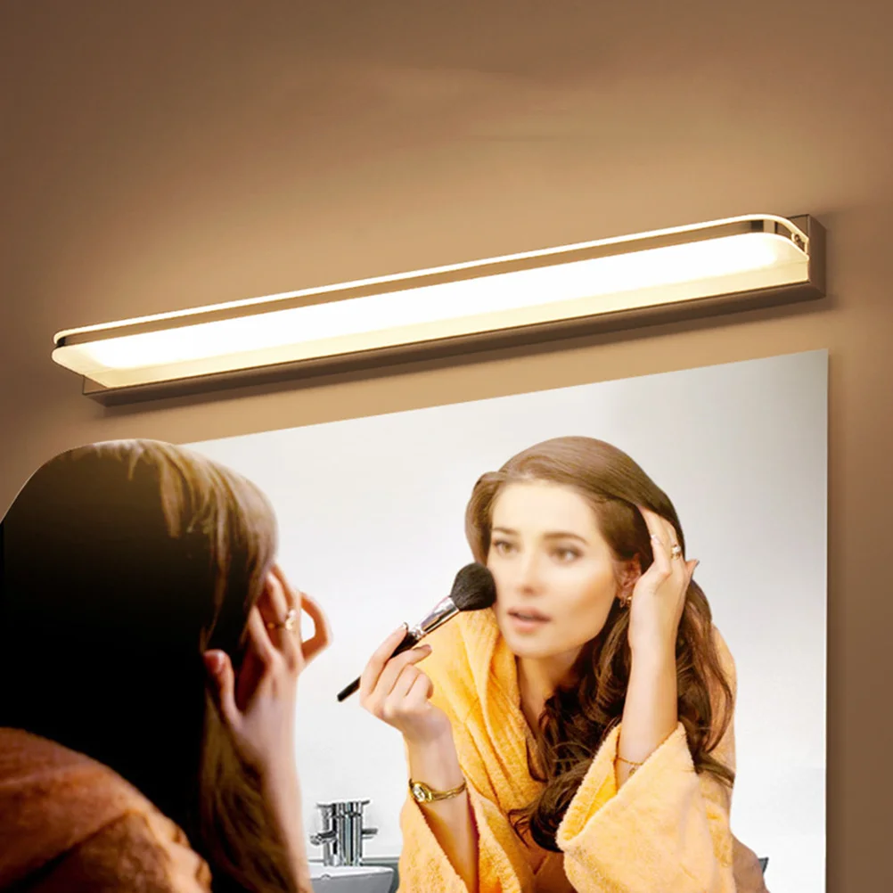 

Led Mirror Front Light 42Cm 7W Silver Warm White For Bedroom Bathroom Makeup Lighting Stainless Steel Pc Flicker Free