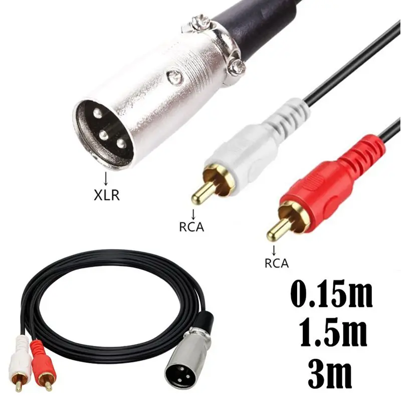 RCA Line Audio Cable 2RCA To XLR Cannon Male Female/Male Double Lotus To Cannon Audio Cable 0.15m/1.5m/3m