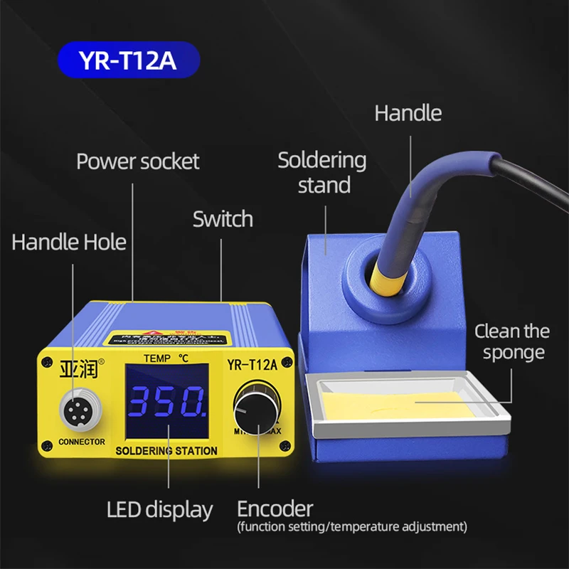 70W Digital Smart Soldering Station Integrated Soldering Iron Heating Core Auto Sleep Function Welding Repair Tool YR-T12A/B