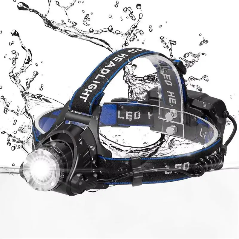 Powerful LED Fishing Headlamp Rechargeable 3 Lighting Modes Telescopic Zoom Flashlight Camping Bicycle Torch