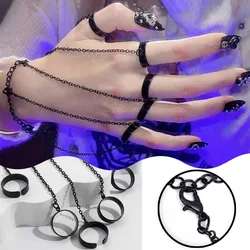 Punk Finger Chains Ring Women Long Adjustable Decorative Hand Black Cool Bracelet Rings Girls Personalized Jewelry Accessories