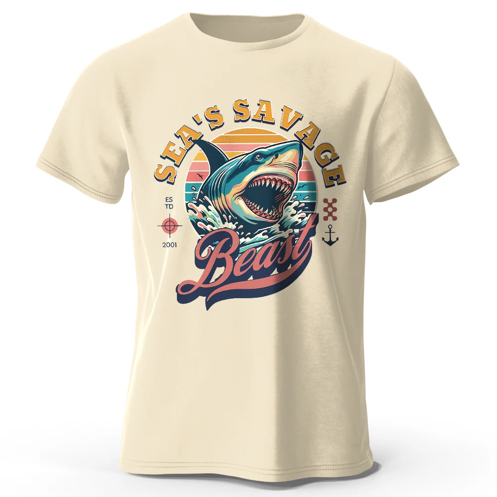 Herren Meer wilde bedruckte T-Shirt Baumwolle Vintage übergroße lustige Grafik T-Shirts für Männer Frauen Sommer Tops