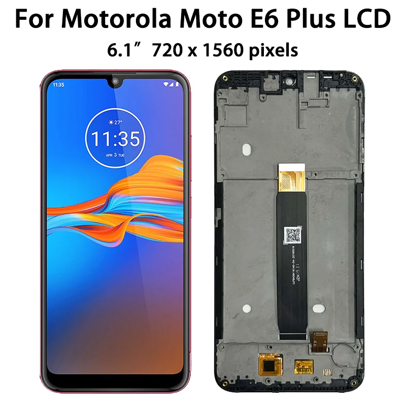 Original For Motorola Moto E6 Plus XT2025-1-2 LCD Touch Screen Digiziter Assembly For Moto E6Plus LCD PAGA0004 With Frame